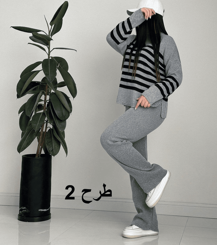 ست بافت راه راه زنانه (بافت ریز) Women's striped fabric set