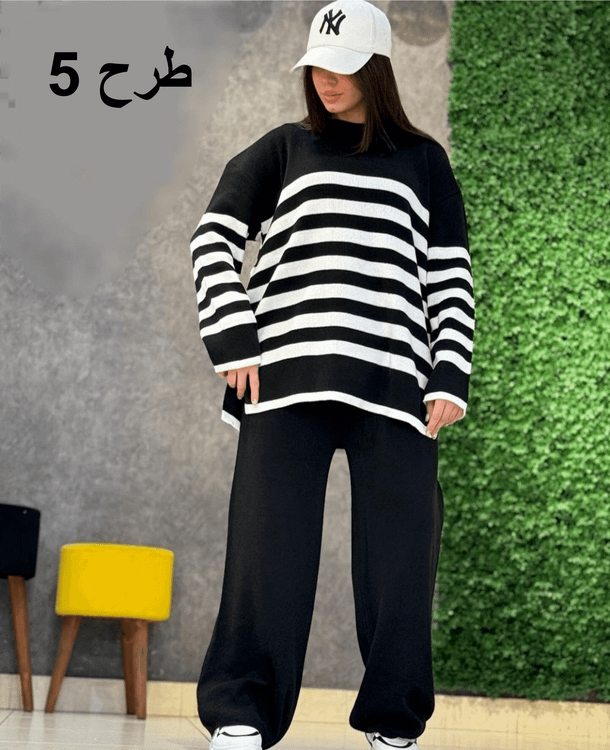 ست بافت راه راه زنانه (بافت ریز) Women's striped fabric set