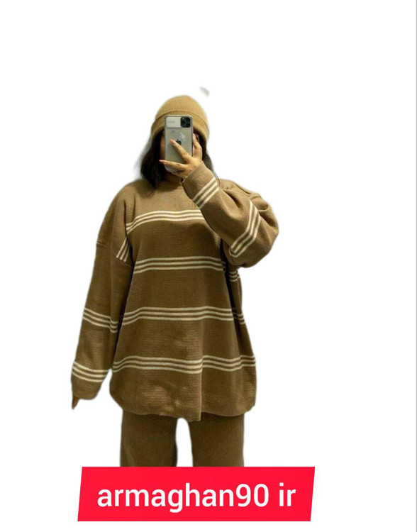 ست اسپرت زنانه سه خط لش استایل رنگ قهوه ای