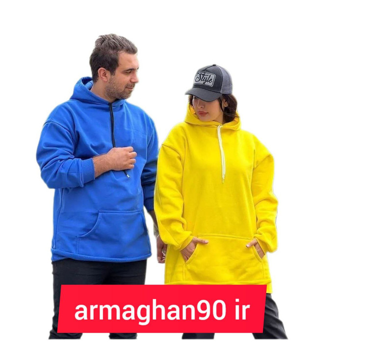 هودی ساده بندی - رنگ زرد و آبی