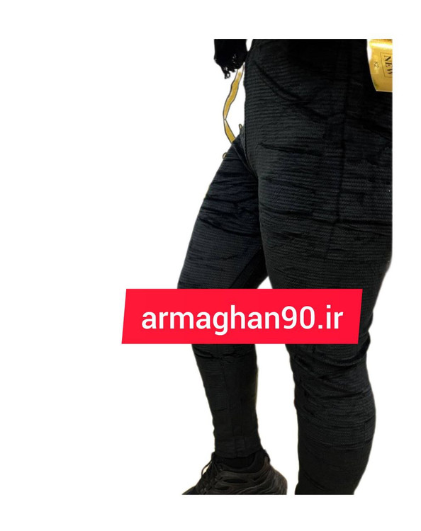 شلوار مخمل خط دار-مشکی