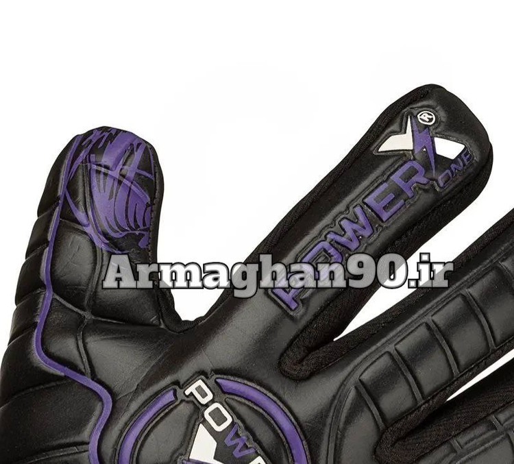 دستکش فوتبال گلری دروازه بانی فنردار پاورایکس | مشکی/بنفش-1