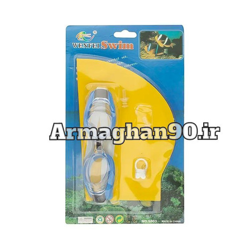 ست عینک و کلاه شنا 5803 WENFEI همراه با گوش گیر و بینی گیر-1