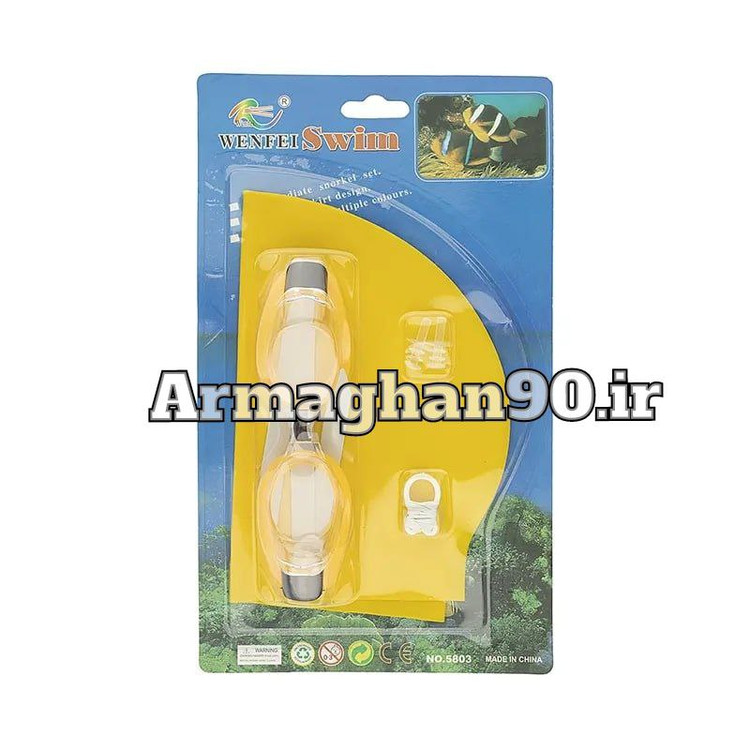 ست عینک و کلاه شنا 5803 WENFEI همراه با گوش گیر و بینی گیر-2
