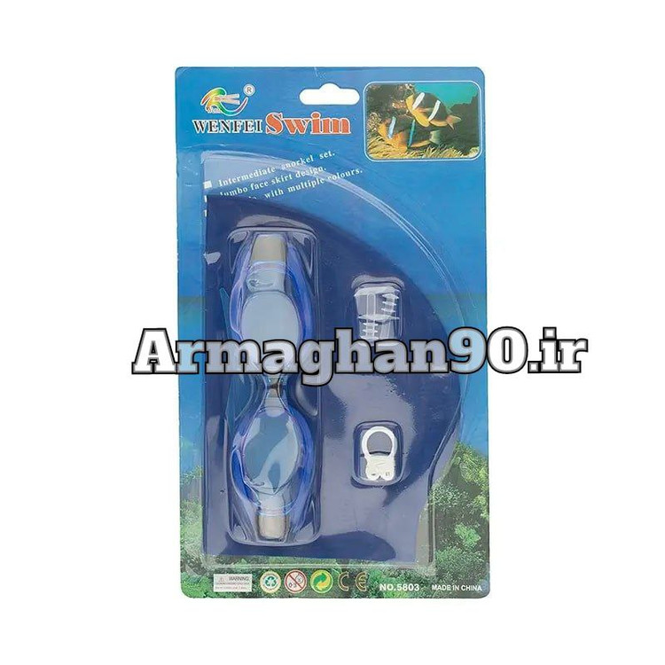 ست عینک و کلاه شنا 5803 WENFEI همراه با گوش گیر و بینی گیر-4