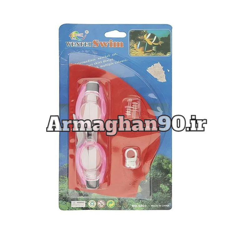 ست عینک و کلاه شنا 5803 WENFEI همراه با گوش گیر و بینی گیر-8