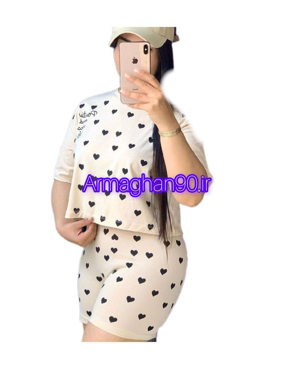 کراپ شورتک قلبی شناسه 003118 Heart crop shorts-4