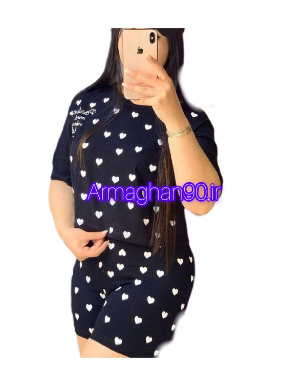 کراپ شورتک قلبی شناسه 003118 Heart crop shorts-5