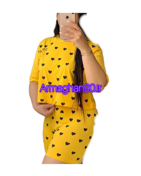 کراپ شورتک قلبی شناسه 003118 Heart crop shorts-6