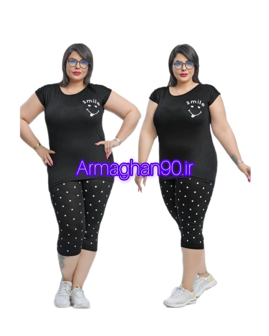 ست تیشرت شلوارک زنانه لبخند سایز بزرگ شناسه ۱۰۵۸۴ Smile women's shortsT-shirt set