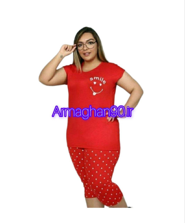ست تیشرت شلوارک زنانه لبخند سایز بزرگ شناسه ۱۰۵۸۴