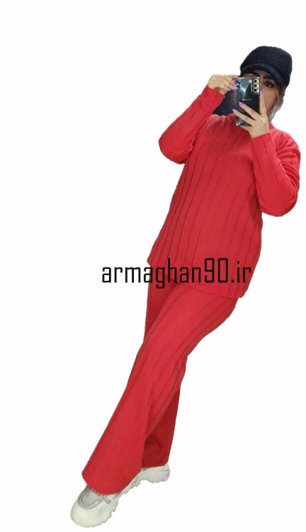 ست بلوز شلوار بافت زنانه شناسه 7781-قرمز