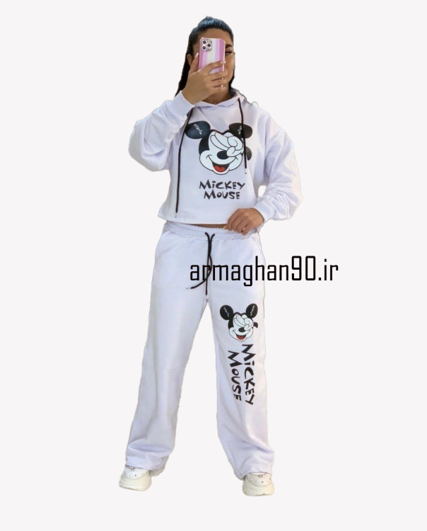 ست نیم تنه و شلوار میکی موس زنانه فری سایز-3