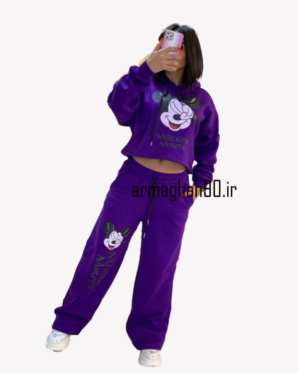 ست نیم تنه و شلوار میکی موس زنانه فری سایز-4