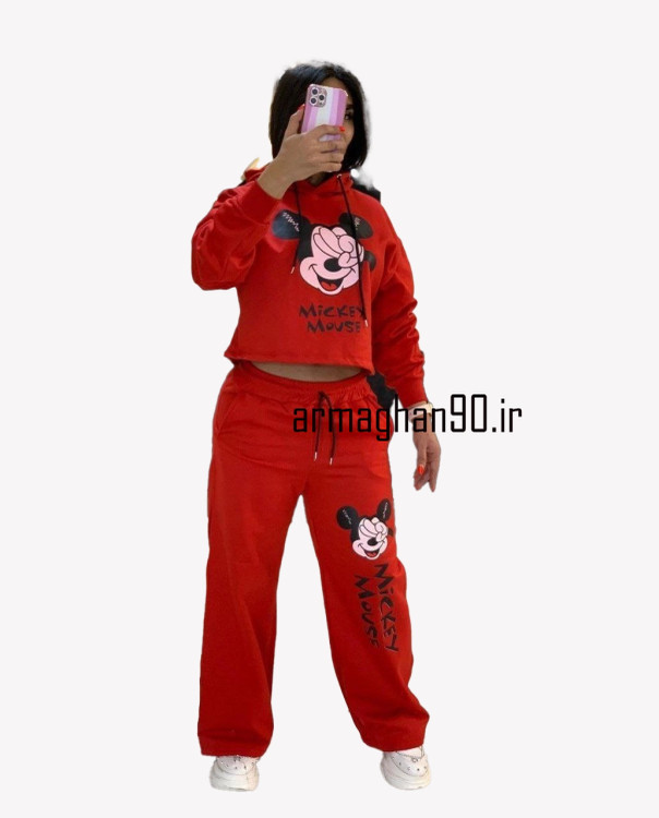 ست نیم تنه و شلوار میکی موس زنانه فری سایز-5