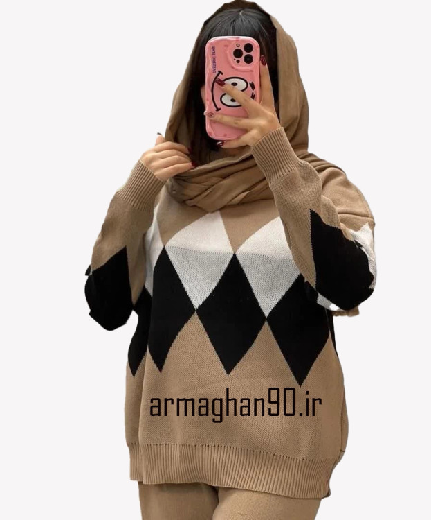 ست بافت بلوز شلوار زنانه لوزی شکل-3