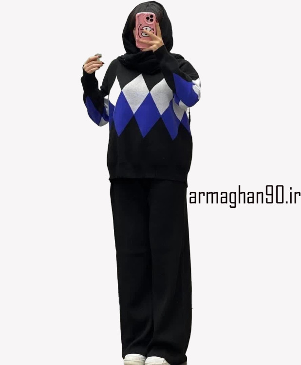 ست بافت بلوز شلوار زنانه لوزی شکل-4