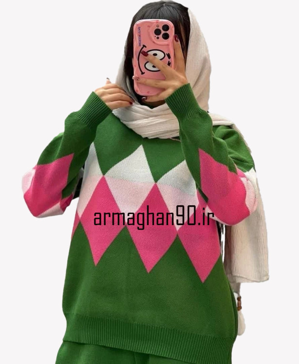 ست بافت بلوز شلوار زنانه لوزی شکل-6