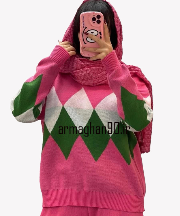 ست بافت بلوز شلوار زنانه لوزی شکل-7