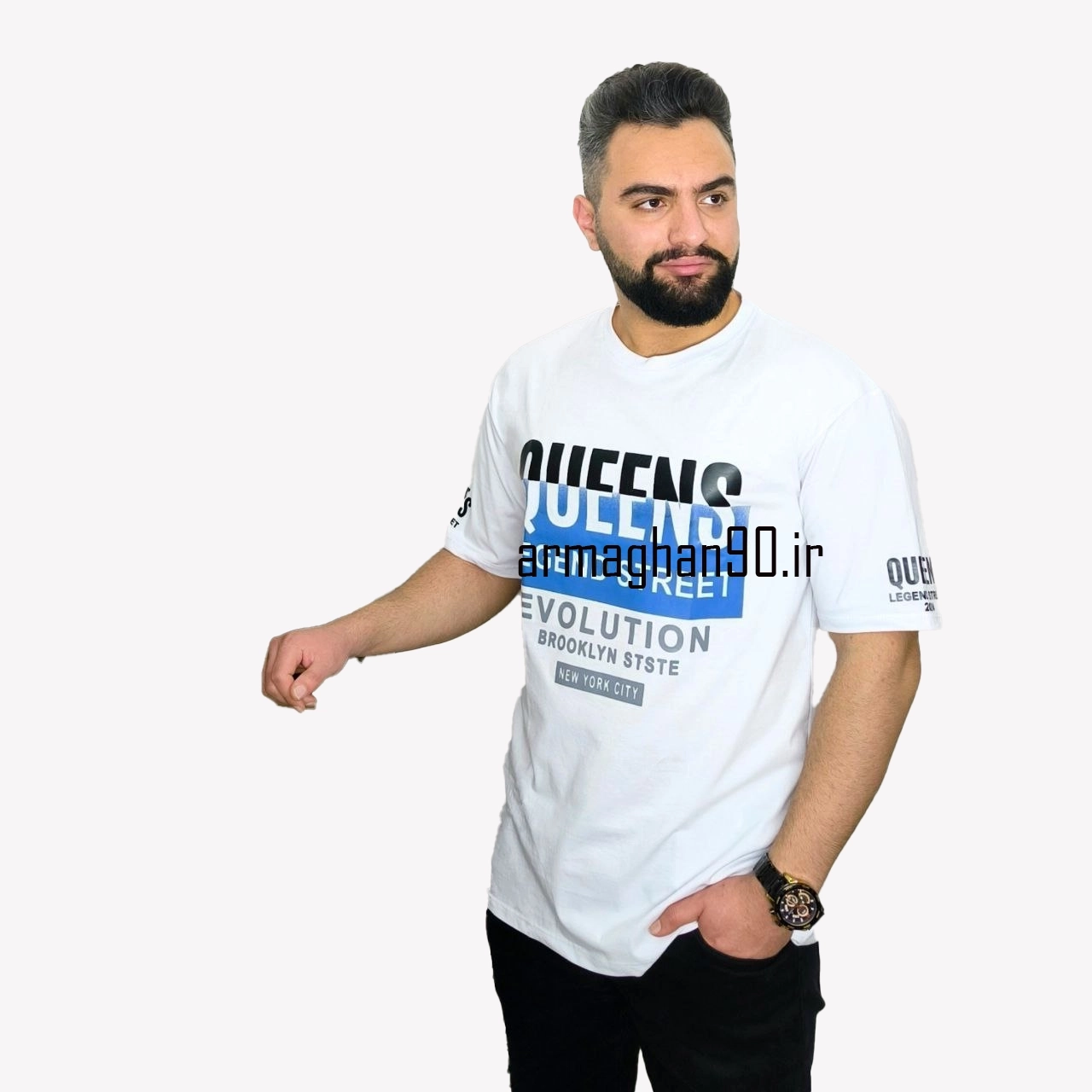 تیشرت QUEENS مردانه آستین کوتاه نخ پنبه QUEENS t-shirt