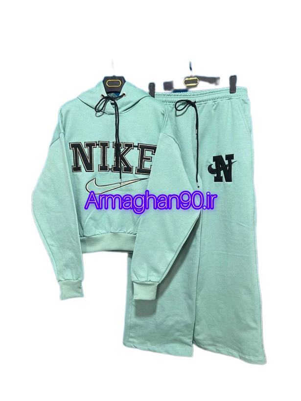 ست هودی شلوار نایک گلدوزی سبز