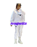 ست سفید هودی شلوار زنانه دورس گرم بالا