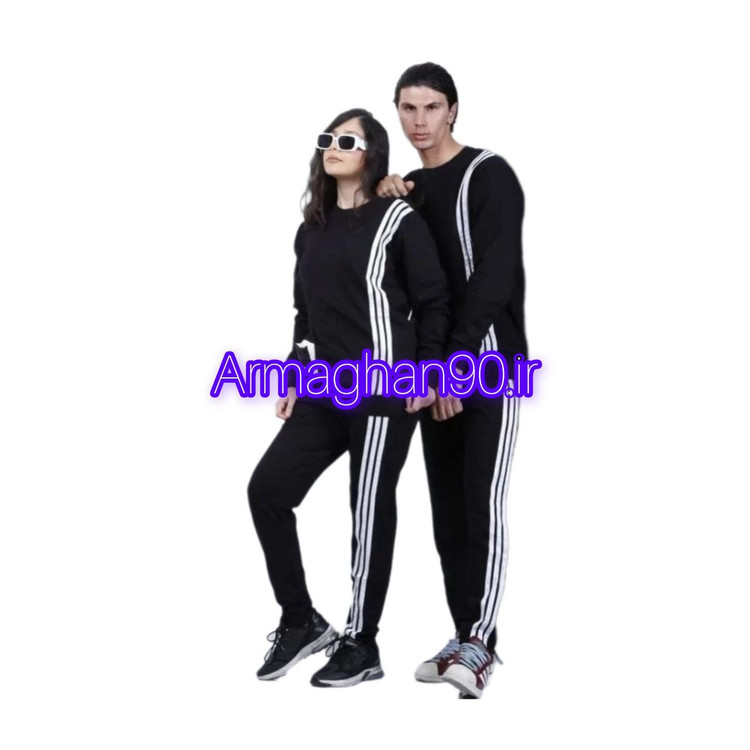 ست اسپرت آدیداس سه خط زنانه و مردانه نیم زیپ پنبه گلکسی