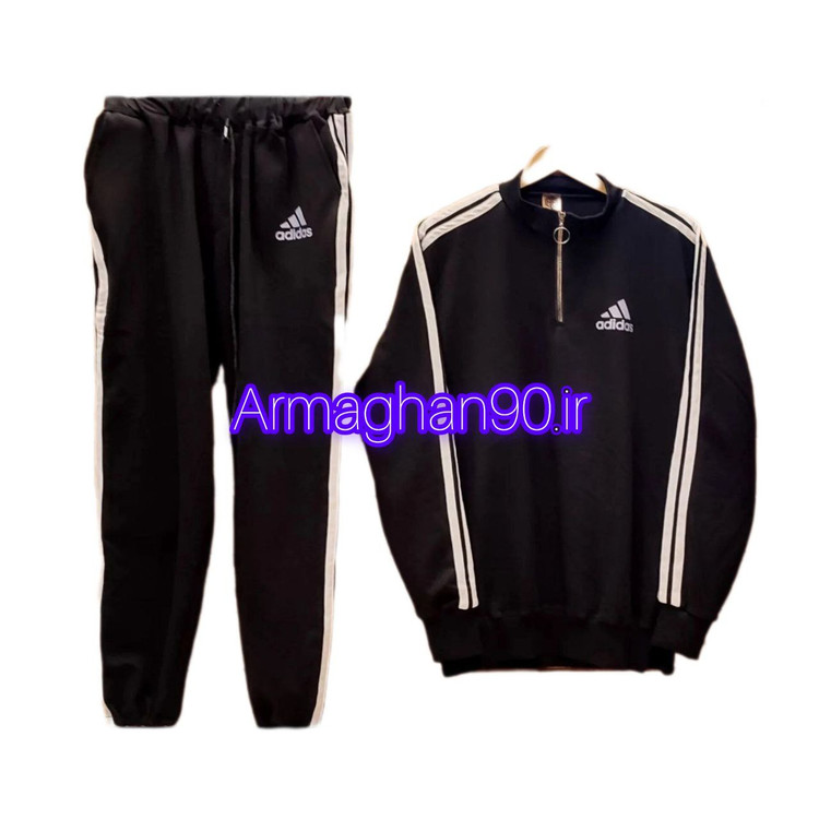 ست اسپرت آدیداس سه خط زنانه و مردانه نیم زیپ پنبه گلکسی-2