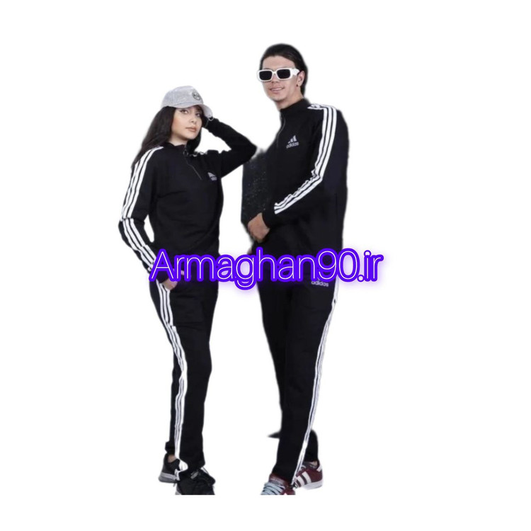 ست اسپرت آدیداس سه خط زنانه و مردانه نیم زیپ پنبه گلکسی-3