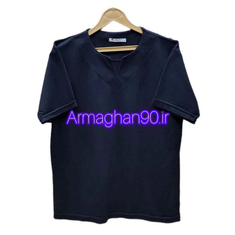 تیشرت یقه کوبایی مشکی پارچه نخ وپنبه باضمانت جنسی-3