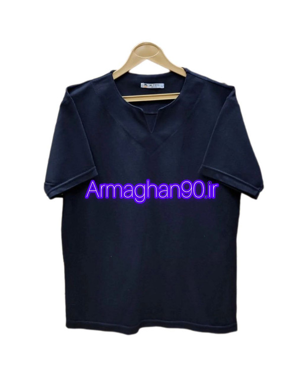 تیشرت یقه کوبایی مشکی پارچه نخ وپنبه باضمانت جنسی-5