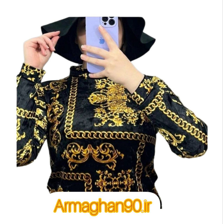 بلوز مخمل زنانه فری سایز طرح مختلف-5