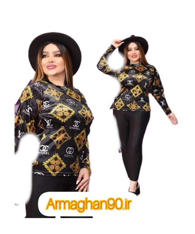 بلوز مخمل زنانه فری سایز طرح مختلف-8