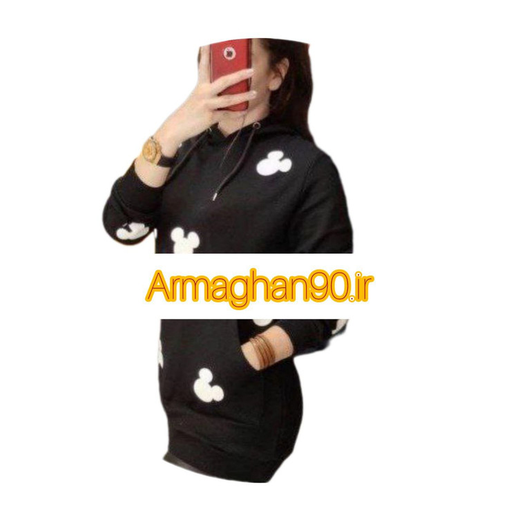 Women's and girls' hoodie with a fluffy hood, Mickey Mouse design