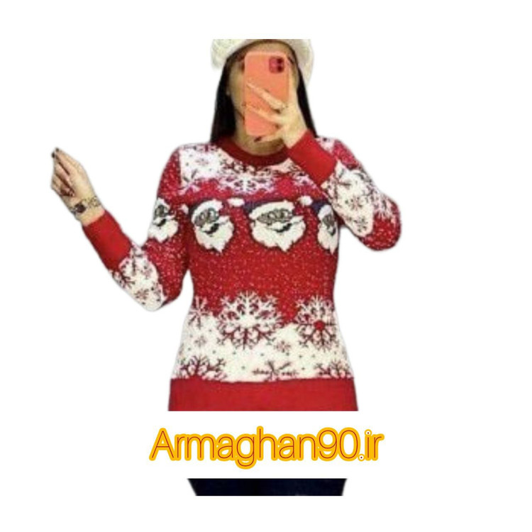 بافت زنانه بابانوئل یقه گردسه سانت