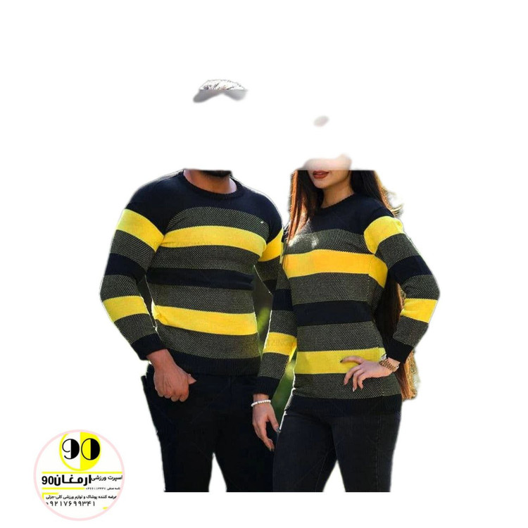 پلیوربافت یقه گرد راه راه مناسب آقایان وخانمها