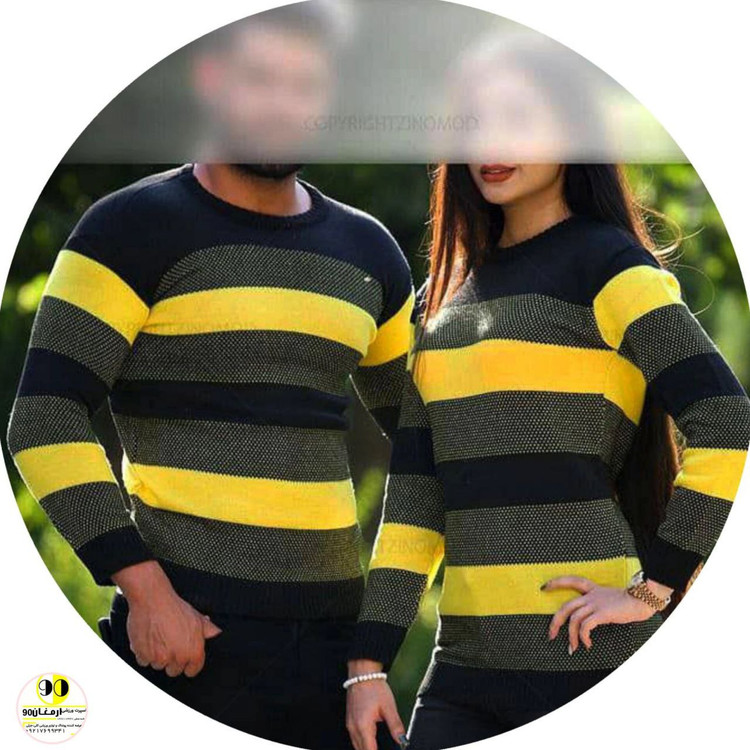 پلیوربافت یقه گرد راه راه مناسب آقایان وخانمها-2