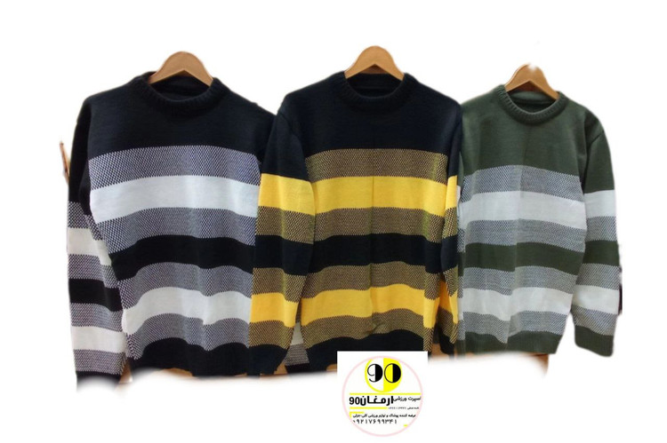 پلیوربافت یقه گرد راه راه مناسب آقایان وخانمها-4