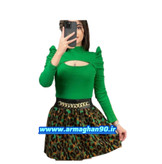 کراپ زنانه فانریپ آستین چین خورده