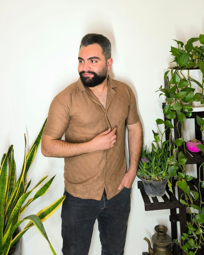 پیراهن مراکشی مردانه آستین کوتاه