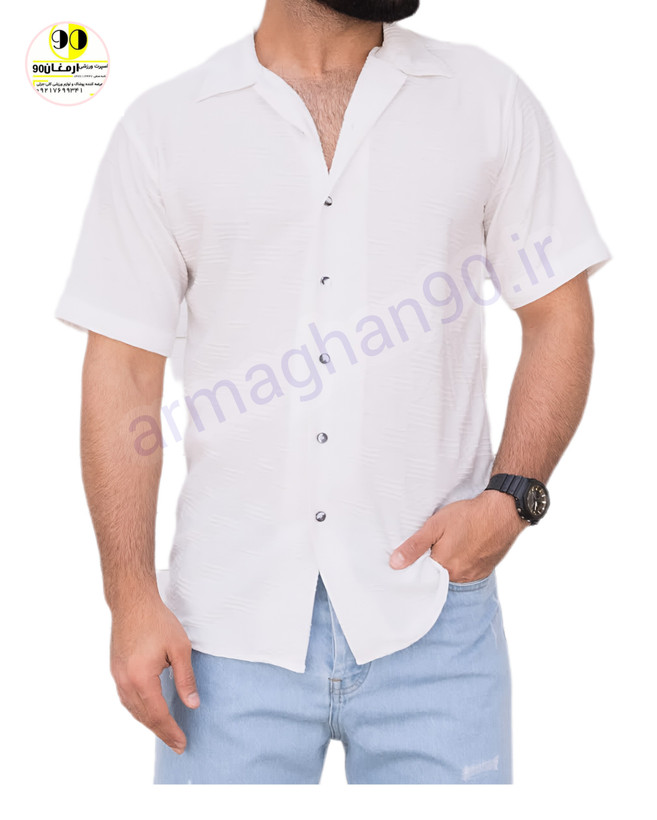 پیراهن مراکشی مردانه با یقهای خاص و دوخت سنتی، مناسب برای مهمانیها و دورهمیهای دوستانه.