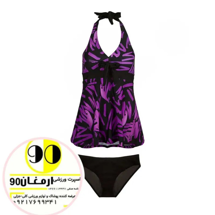 مایو شنا زنانه دو تکه دامنی Fashion Concept- 5724775 NZD | بنفش/مشکی