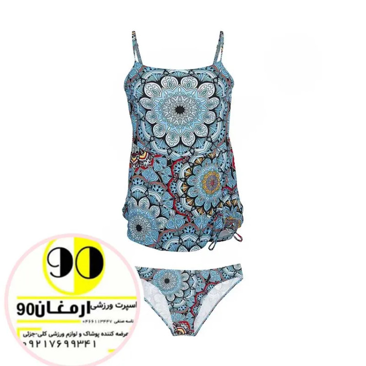 مایو شنا زنانه دوتکه دامنی ضد کلر