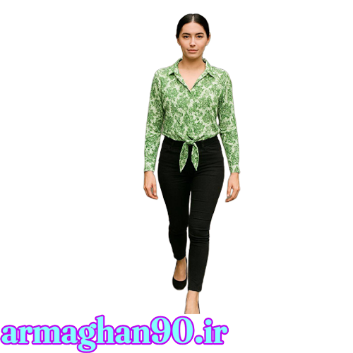 شومیز زنانه گره ای نقوش گیاهی