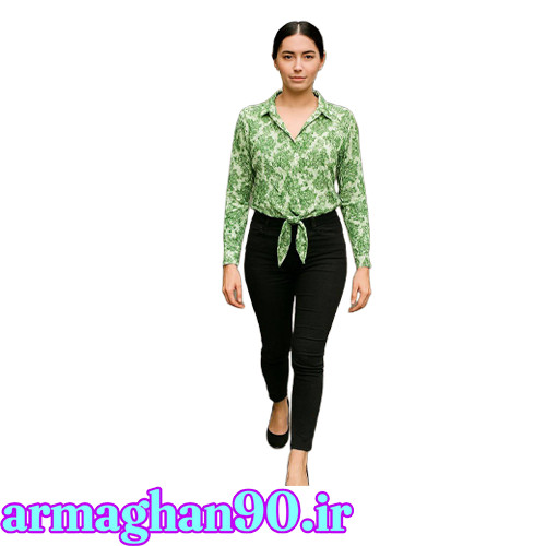 شومیز زنانه گره ای نقوش گیاهی