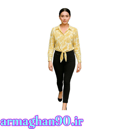 شومیز زنانه گره ای نقوش گیاهی