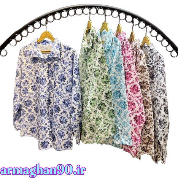 شومیز زنانه آبرنگی جلو دکمه کد 127790
