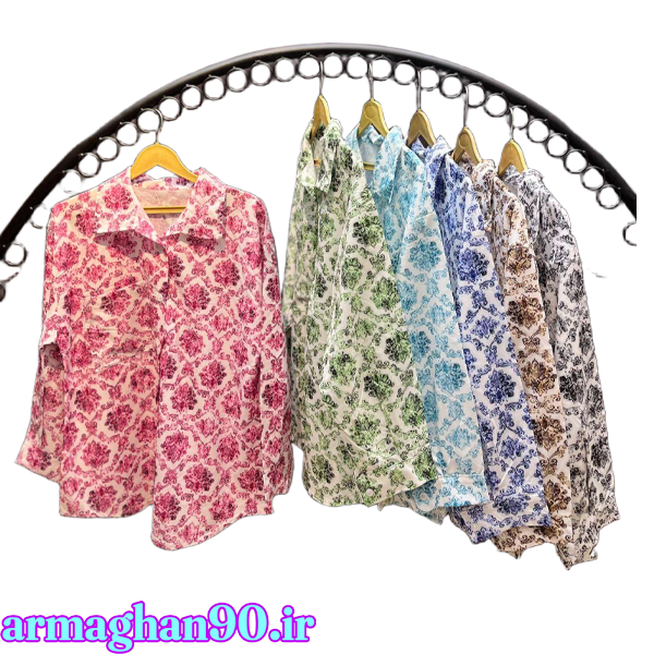 شومیز زنانه آبرنگی جلو دکمه