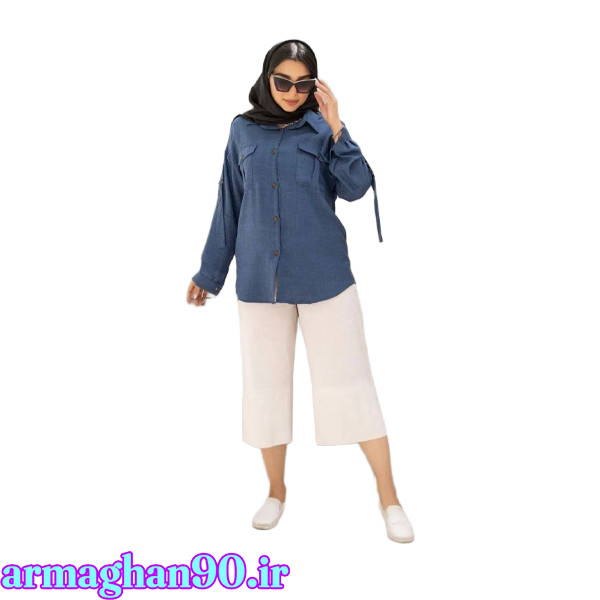 شومیز زنانه آستین بندی دو جیب سوفیا کد 7893
