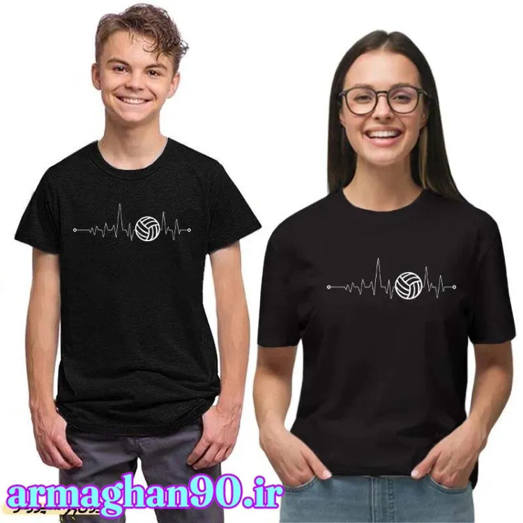 تیشرت مشکی زنانه/مردانه بازی والیبال طرح بلک فول